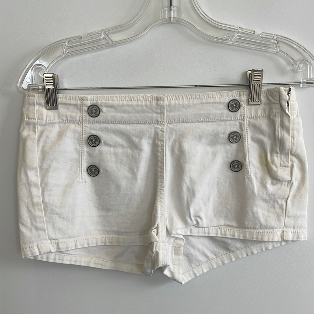 Sound & Matter White Anchor Button Sailor Shorts Size Small Nautical High Waist
